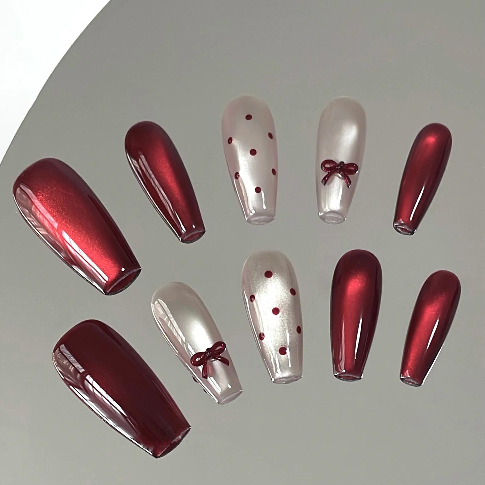 圣诞红宝石猫眼显白穿戴甲