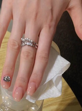 M315许妍同款温柔千金裸色简约美甲短款高级气质半手工穿戴甲可拆