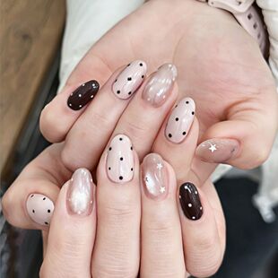 美甲手工穿戴甲 M419波点星星猫眼美甲显白高级甜美穿戴2026爆款