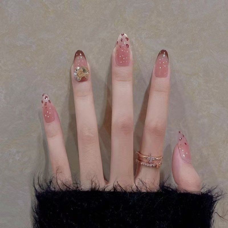 初秋豹纹高级渐变美甲