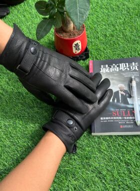 鹿皮真皮手套男款女加绒