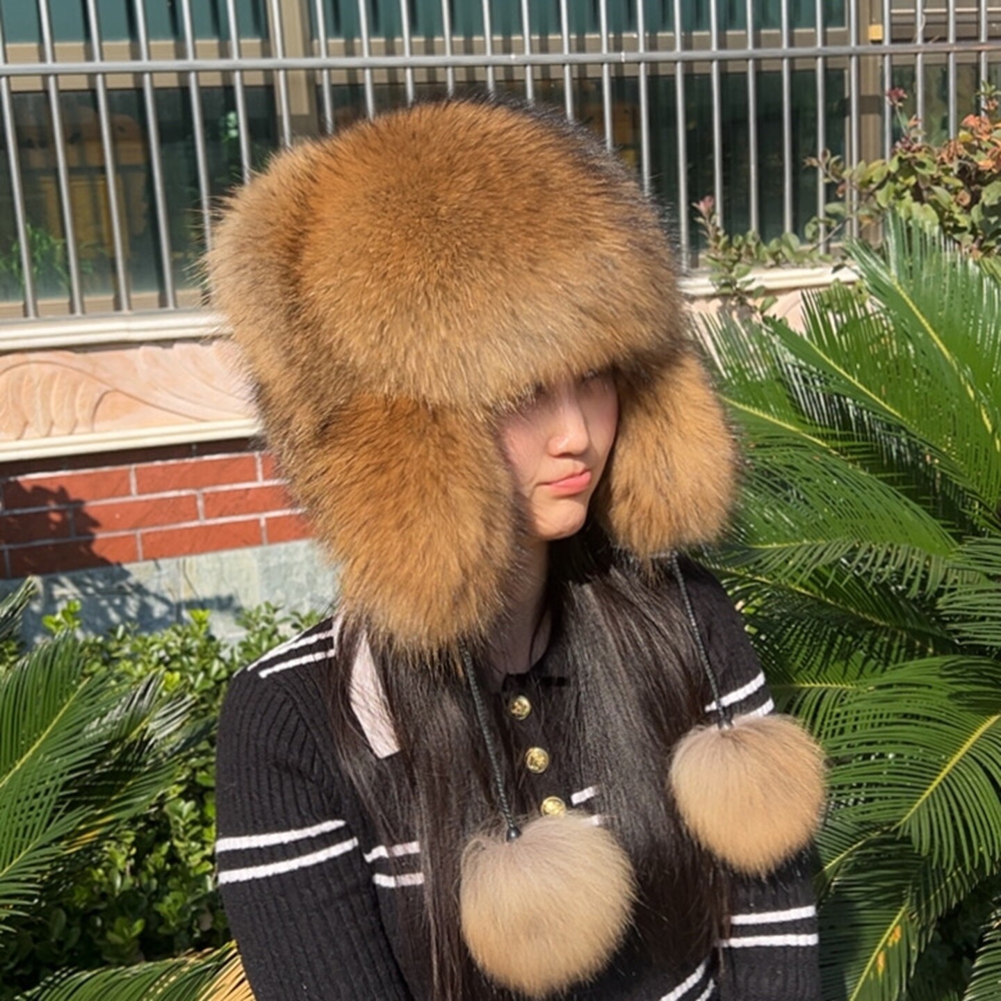 小浣熊帽子霸王帽乌苏里貉子毛雷锋帽儿童男女冬季保暖护耳皮草帽