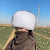 新款 狐狸毛帽子女小圆帽冬季 保暖护耳加厚东北公主蒙古帽全毛皮草