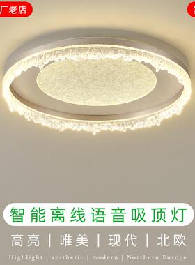 新款现代简约大气拉丝灰冰山LED客厅灯北欧极简卧室灯具离线语音