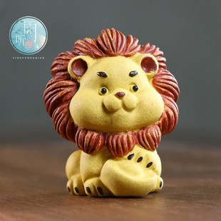 宜兴紫砂茶宠狮子茶具摆件手工招财动物雄霸天下雕塑狮子王可养