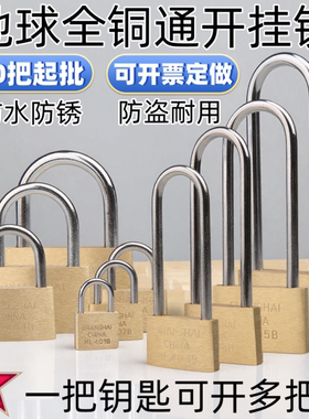 地球牌通开锁纯铜挂锁一把钥匙开多把锁通用锁子统开同心锁防水锁