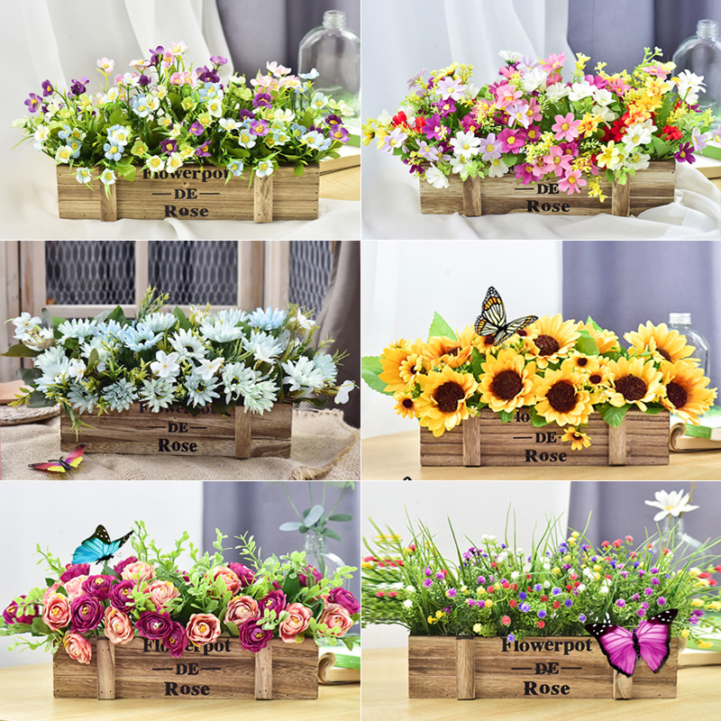 仿真花束栅栏假装饰艺盆