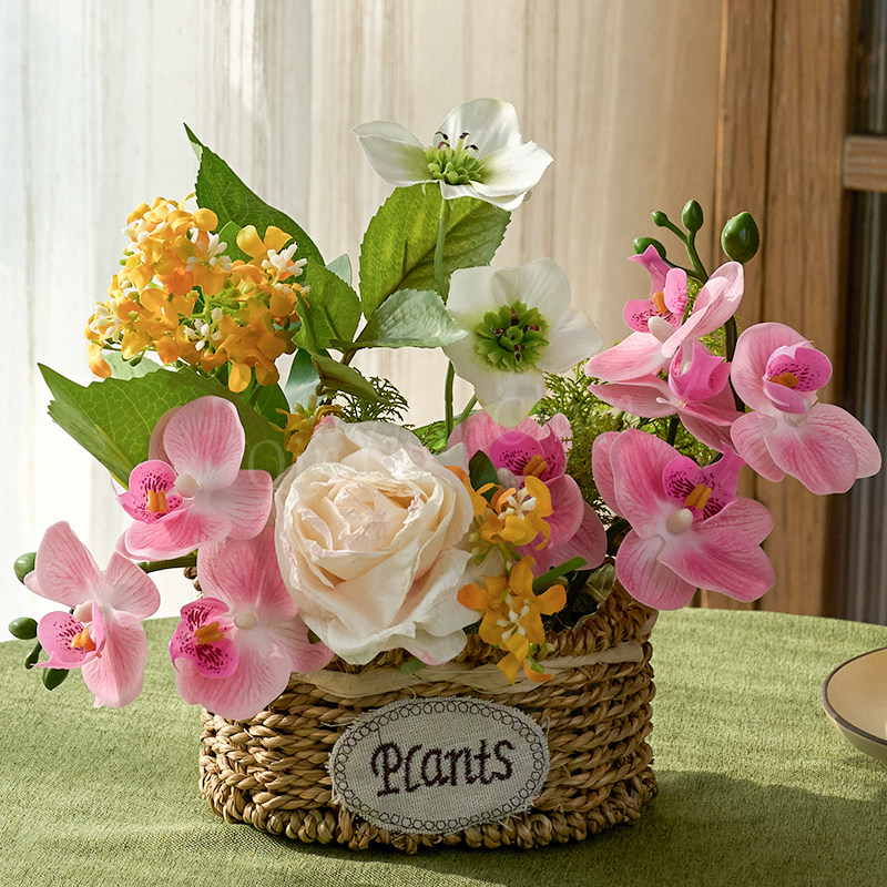 沁园春田园风编织花篮假花仿真花摆设客厅花摆件餐桌绿植插花摆件,家居饰品,仿真花/假花,淘宝优惠券,粉丝福利购,淘宝优惠卷