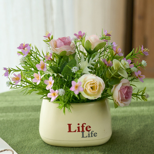 沁园春满星花life盆仿真花假花装 饰摆件花束盆景室内家居办公摆设