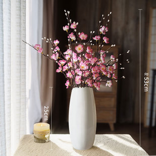 仿真花腊梅花树枝假花樱花客厅干花摆件餐厅桃花绢花假树造景装饰