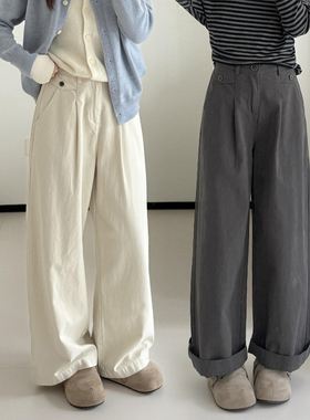 日系休闲工装裤女大码秋季2025新款胖妹妹mm宽松显瘦直筒阔腿长裤