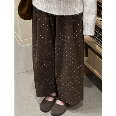 灯芯绒休闲阔腿裤加绒加厚