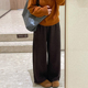 加绒毛呢直筒休闲裤 胖妹妹mm宽松显瘦阔腿长裤 女大码 秋冬2025新款
