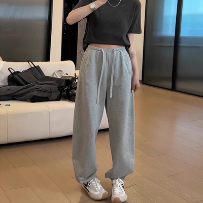 束脚运动卫裤女大码春夏