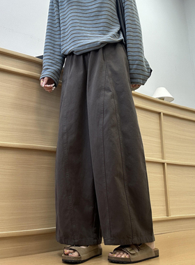 九分休闲阔腿裤女大码秋季2025新款胖mm宽松显瘦小个子弯刀气球裤