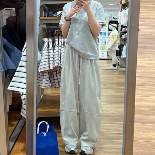 直筒休闲裤女大码夏季薄款