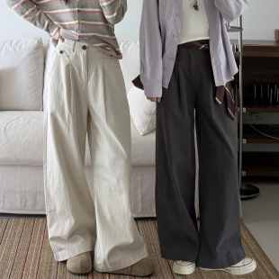 女大码 裤 春季 胖妹妹mm宽松显瘦阔腿工装 2026新款 水洗棉休闲直筒裤