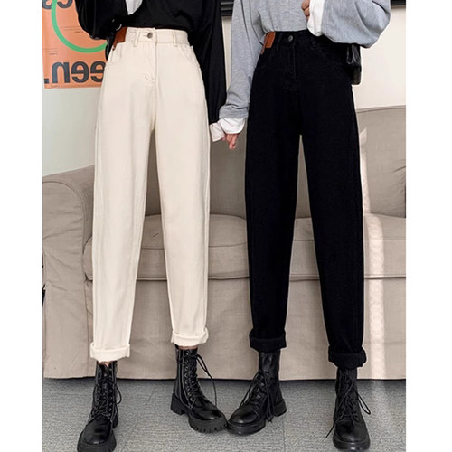 直筒牛仔裤女大码春季