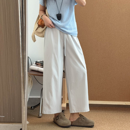 小个子九分直筒休闲裤