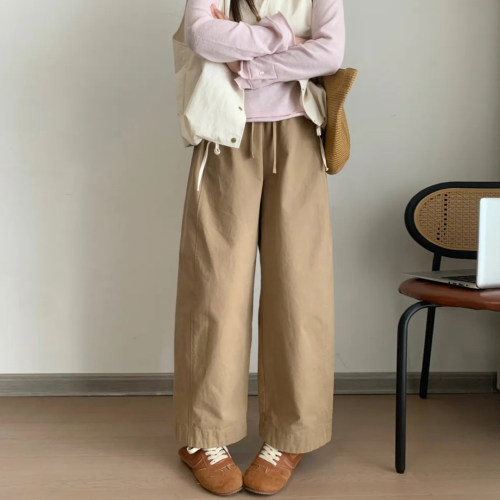日系九分休闲直筒裤女大码