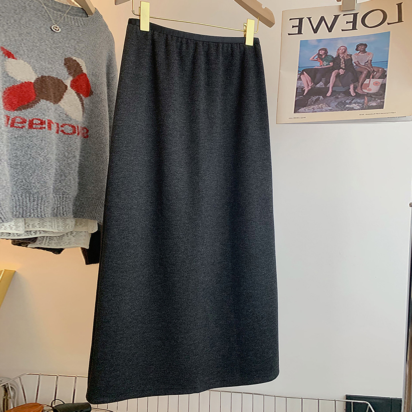 梨型身材毛呢半身裙女秋冬2025新款胖mm宽松显瘦中长款开叉a字裙,女装/女士精品,大码半身裙,淘宝优惠券,粉丝福利购,淘宝优惠卷