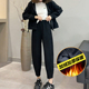 秋冬胖妹妹高腰宽松显瘦小个子萝卜休闲裤 加绒九分哈伦裤 女大码 子