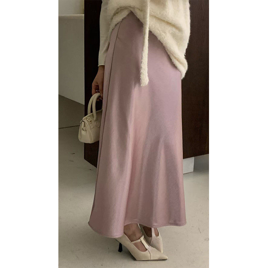 法式温柔风醋酸缎面鱼尾裙女冬季加绒高级感半身裙气质高腰包臀裙