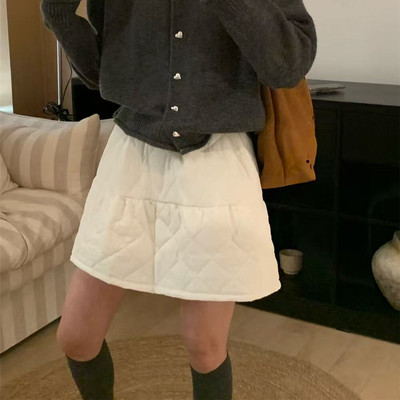 黑色杏色夹棉A字蓬蓬裙短裙