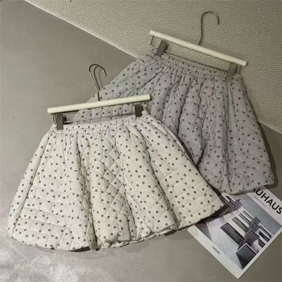 2025冬碎花花苞短裙时尚松紧腰高腰欧货潮流裙子A字裙半身裙0142