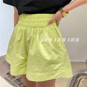 百搭潮流韩版 2025夏彩色高腰蓬蓬短裤 子女宽松休闲裤 时尚 三分裤 裤