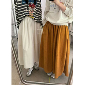 2025秋彩色灯芯绒口袋A字裙半身裙中长裙潮流质感宽松百搭裙子912