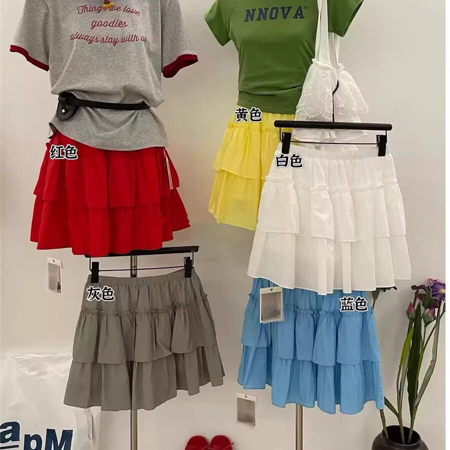 2025夏季彩色荷叶边蛋糕裙
