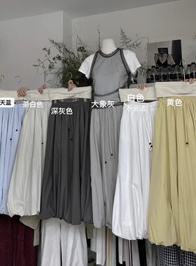 2025春季抽绳花苞裙中长裙