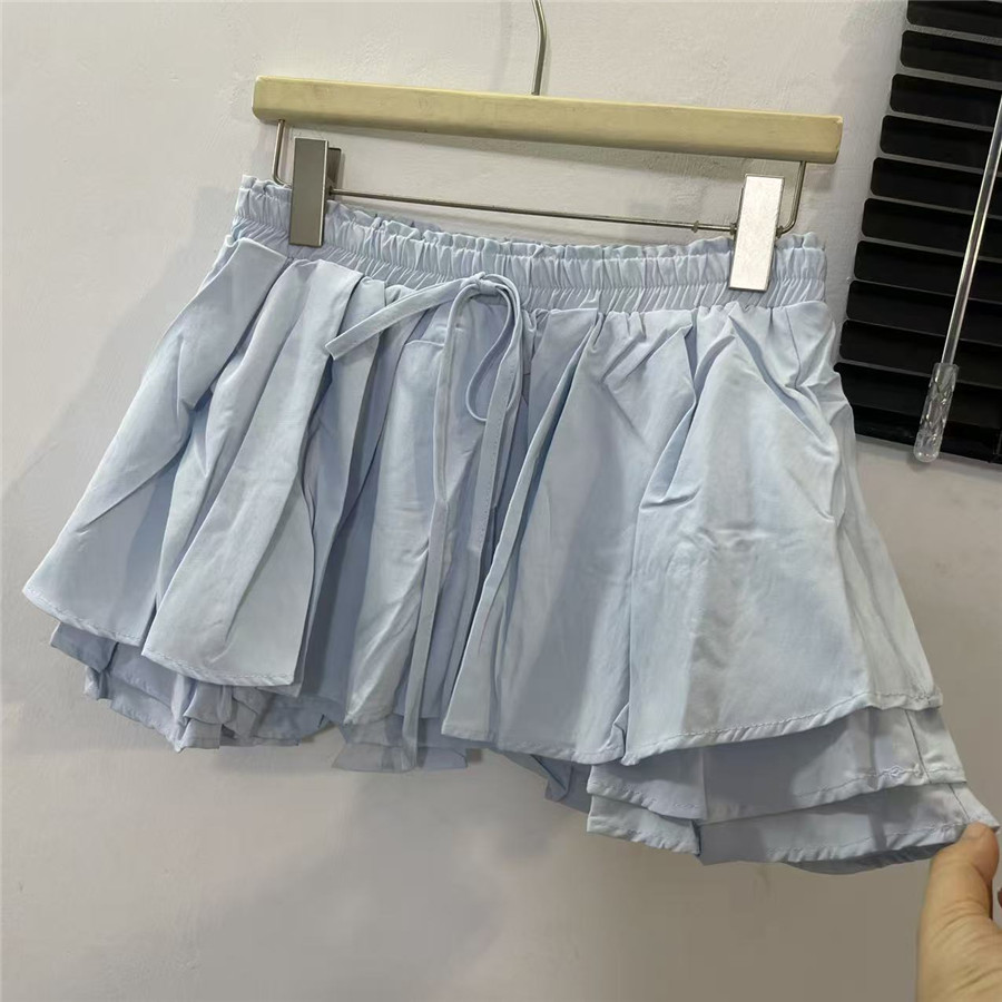 2026夏季蓝色荷叶边短裙