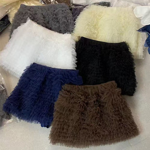 2025秋季 百搭质感宽松显瘦高腰半身裙A字裙韩851 纯色短裙纱裙时尚