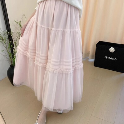 2025春季彩色纱A字裙半身裙