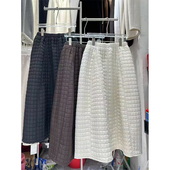 百搭质感遮肉欧货松紧腰半身裙韩版 2025秋季 纯色夹棉A字裙时尚 005