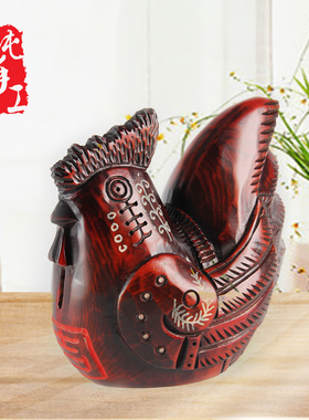 桃木雕刻生肖属相鸡储蓄罐家居儿童房装饰品桌面摆件孩子生日礼物