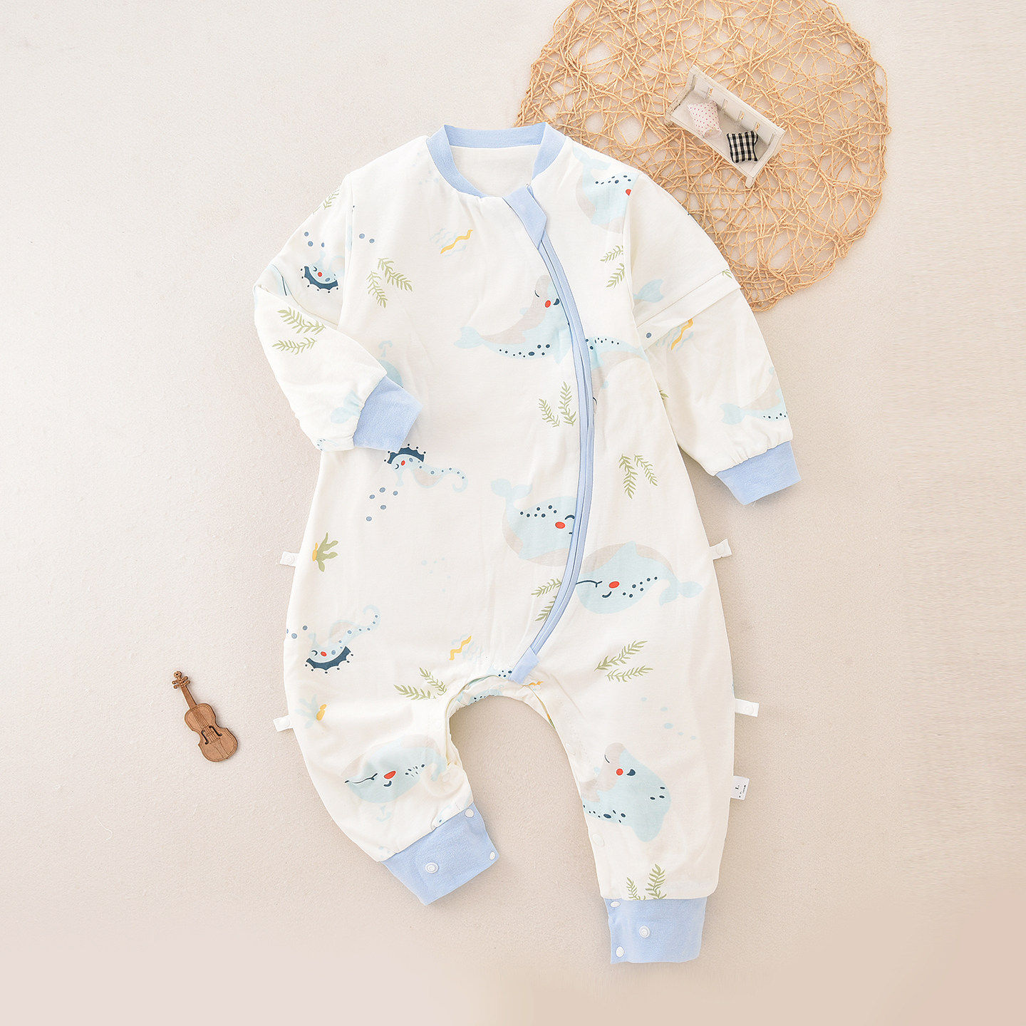 婴儿睡袋春秋薄款宝宝纯棉双层防踢被新生儿童无骨分腿睡袋四季