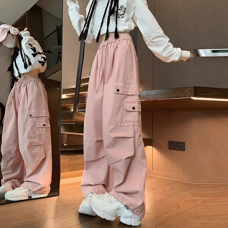 新款工装裤子女夏季宽松百搭束脚裤美式复古显瘦慵懒阔腿运动裤潮,女装/女士精品,休闲裤,淘宝优惠券,粉丝福利购,淘宝优惠卷