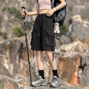新款速干五分工装短裤女夏薄款美式百搭阔腿休闲跑步登山运动中裤