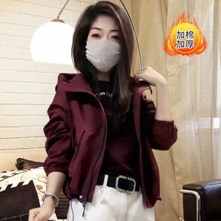 2025新款 连帽休闲百搭显瘦小个子夹克 外套女加厚冲锋衣短款