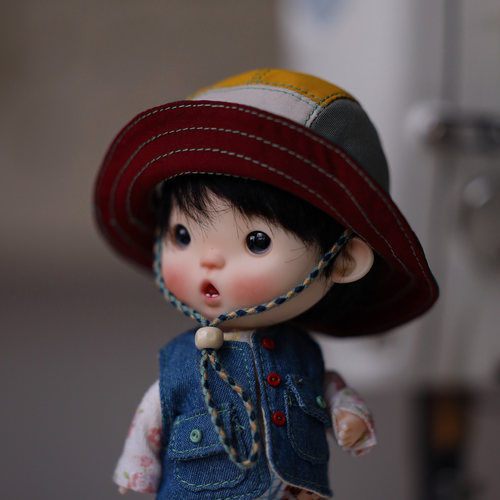 ob11户外登山帽子 八分自制大脸运动帽子 拼接布艺休闲帽子