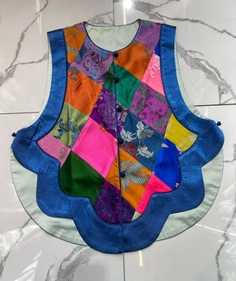 国风国潮非遗老软缎孤品百家衣马甲女