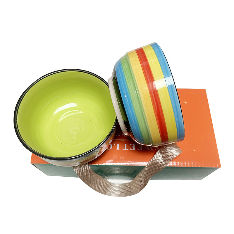 餐具瓷器套装手绘碗厨房用品陶瓷碗筷套装家用彩虹碗筷米饭碗