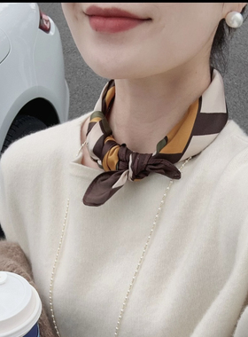 丝巾小方巾女款2026新款长条春秋冬季高级感黄色时尚飘带围巾领巾