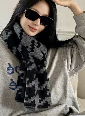 羊绒混纺千鸟格围巾格子