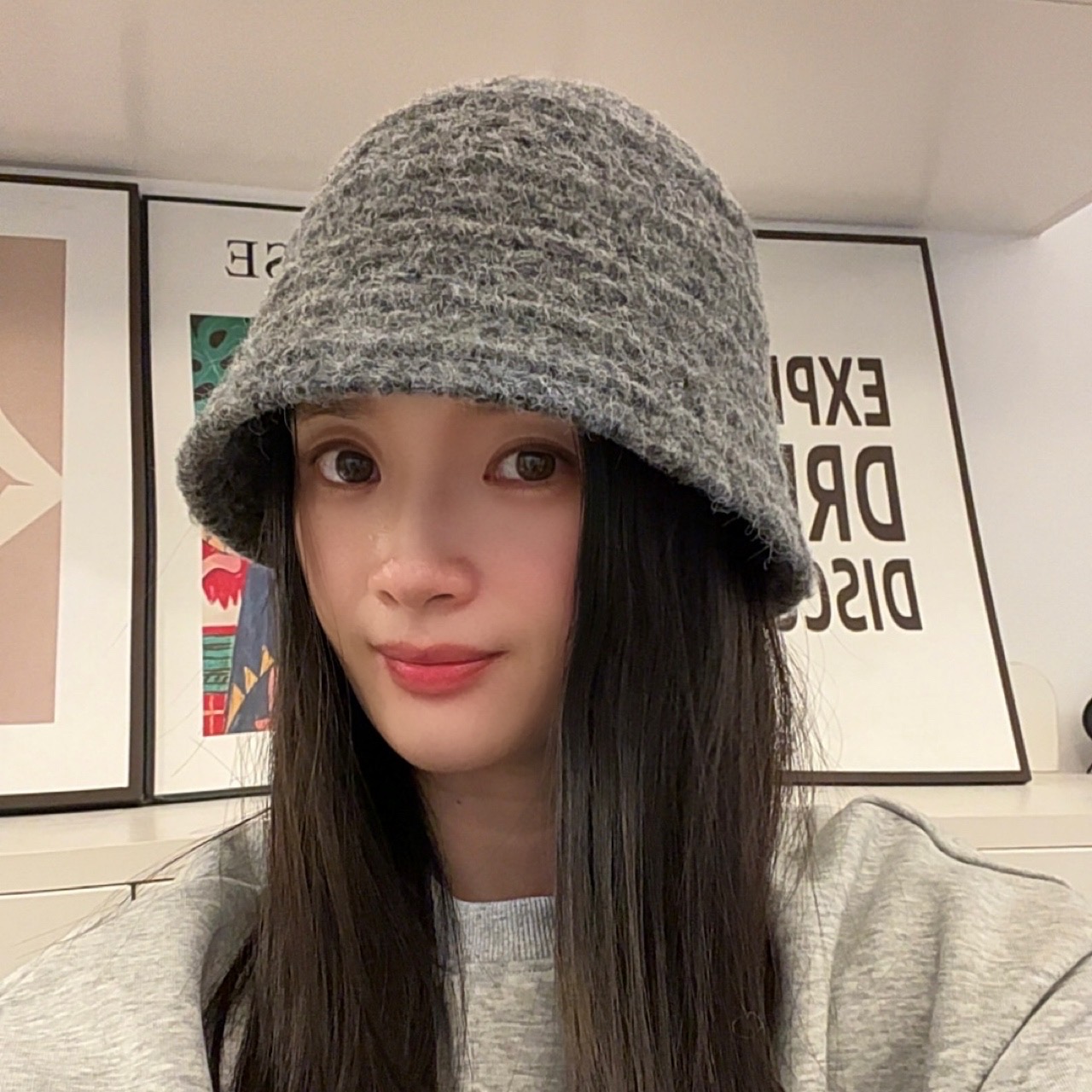 大头围日系渔夫帽子女款2025新款秋冬季显脸小灰色针织盆帽水桶帽