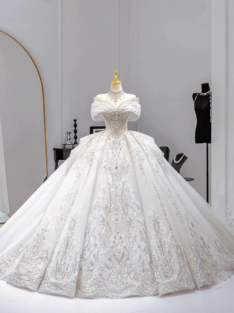 Wedding dress, open shoulders, high-end