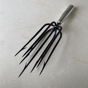 桩芯钢鱼叉加粗灯笼手工全钢倒刺七齿鱼叉和大倒刺鱼叉老式铁打